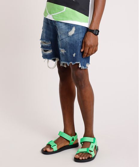 Bermuda-Jeans-Masculina-Reta-Destroyed-com-Cinto-Cordao-Azul-Escuro-9766934-Azul_Escuro_1