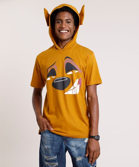 Camiseta-Masculina-Carnaval-Timao-O-Rei-Leao-com-Capuz-e-Orelhas-Manga-Curta-Caramelo-9824367-Caramelo_1