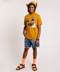 Camiseta-Masculina-Carnaval-Timao-O-Rei-Leao-com-Capuz-e-Orelhas-Manga-Curta-Caramelo-9824367-Caramelo_3