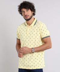 Polo-Masculina-Estampada-de-Coqueiros-em-Piquet-Manga-Curta-Amarela-9323169-Amarelo_1