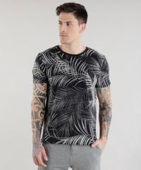 Camiseta-Estampada-de-Folhagem-Preta-8582124-Preto_1