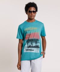 Camiseta-Masculina--Waves-Sea-Wind---Sun--Manga-Curta-Gola-Careca-Verde-9785999-Verde_1