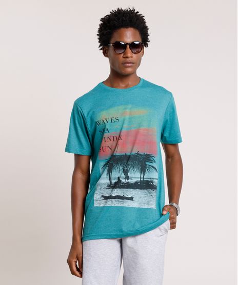Camiseta-Masculina--Waves-Sea-Wind---Sun--Manga-Curta-Gola-Careca-Verde-9785999-Verde_1