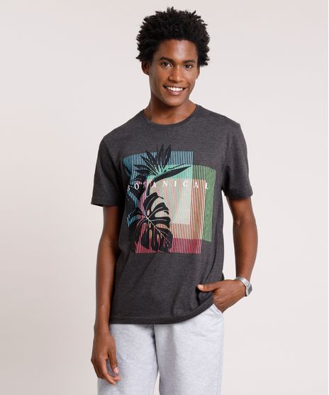 Camiseta-Masculina--Botanical--Manga-Curta-Gola-Careca-Cinza-Mescla-Escuro-9726320-Cinza_Mescla_Escuro_1