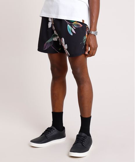 Short-Masculino-Estampado-Floral-com-Bolsos-Preto-9734064-Preto_1