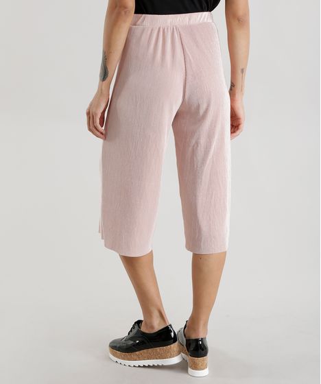 calça pantacourt rosa bebe