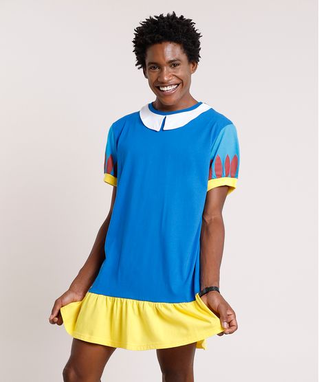 Camiseta-Masculina-Vestido-Branca-de-Neve-com-Capa-Manga-Curta-Azul-8933820-Azul_1