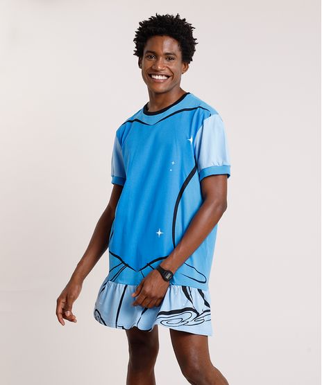 Camiseta-Masculina-Carnaval-Vestido-Cinderela-Manga-Curta-Azul-9871323-Azul_1