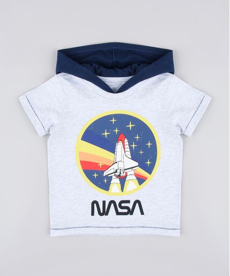 Camiseta-Infantil-NASA-com-Capuz-Manga-Curta-Cinza-Mescla-Claro-9837601-Cinza_Mescla_Claro_1
