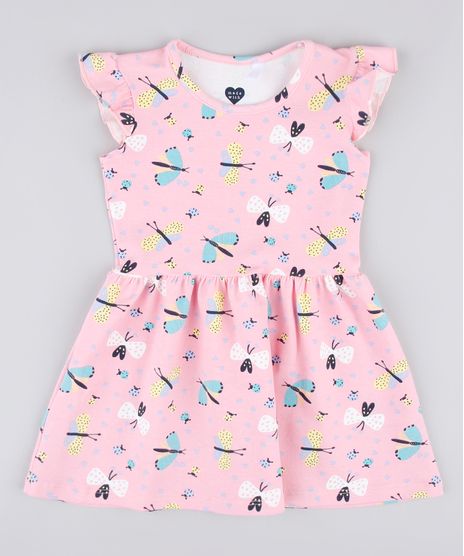 Vestido-Infantil-Estampado-de-Borboletas-com-Babado-na-Manga-Rosa-9742270-Rosa_1