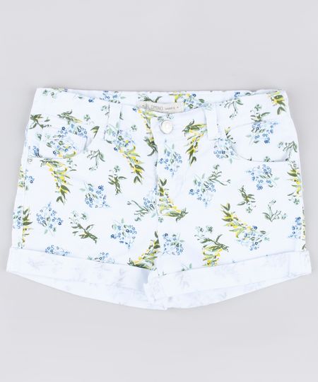 Short-de-Sarja-Infantil-Estampado-Floral-com-Barra-Dobrada-Branco-9845742-Branco_1