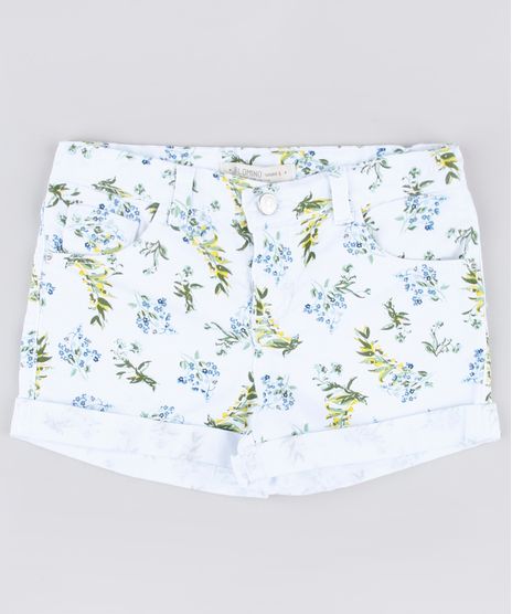 Short-de-Sarja-Infantil-Estampado-Floral-com-Barra-Dobrada-Branco-9845742-Branco_1
