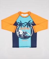 Camiseta-de-Praia-Infantil-Raglan-Estampada-de-Praia-Manga-Longa-com-Protecao-UV50--Laranja-9744461-Laranja_1