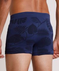 Cueca-Masculina-Boxer-Estampada-de-Folhagem-Sem-Costura-Azul-Marinho-9881386-Azul_Marinho_2