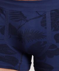Cueca-Masculina-Boxer-Estampada-de-Folhagem-Sem-Costura-Azul-Marinho-9881386-Azul_Marinho_3
