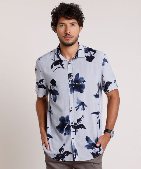 Camisa-Masculina-Relaxed-Listrada-com-Flores-Manga-Curta-Azul-9657159-Azul_1
