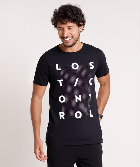 Camiseta-Masculina-Slim-Fit--Lost-Control--Manga-Curta-Gola-Careca-Preta-9842398-Preto_1