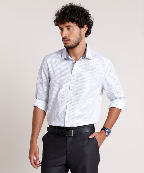 Camisa-Social-Masculina-Comfort-Estampada-Mini-Print-Manga-Longa-Branca-9690635-Branco_1
