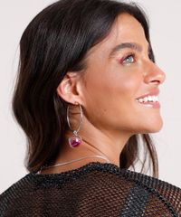 Brinco-Feminino-de-Argola-Carnaval-Esfera-com-Glitter-Rosa-9761520-Rosa_2