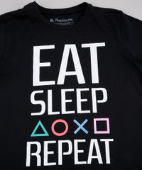 Camiseta-Infantil-Playstation--Eat-Sleep-Repeat--Manga-Curta-Preta-9837946-Preto_3
