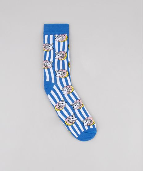 Meia-Masculina-Carnaval-Cano-Alto-Divertida-Listrada-com-Unicornio-Azul-9560944-Azul_1