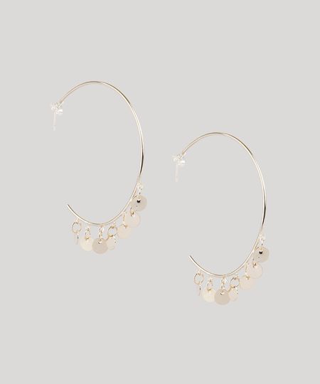 Brinco-Feminino-Folheado-de-Argola-com-Medalhas-Dourado-9859000-Dourado_1