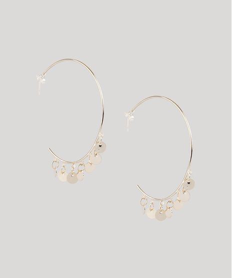 Brinco-Feminino-Folheado-de-Argola-com-Medalhas-Dourado-9859000-Dourado_1