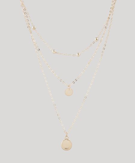 Colar-Feminino-Folheado-Triplo-com-Medalha-Dourado-9847844-Dourado_1