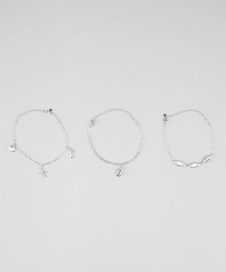 Kit-de-3-Pulseiras-Femininas-Folheadas-com-Pingente-de-Buzios-e-Conchas-Prateado-9791005-Prateado_1