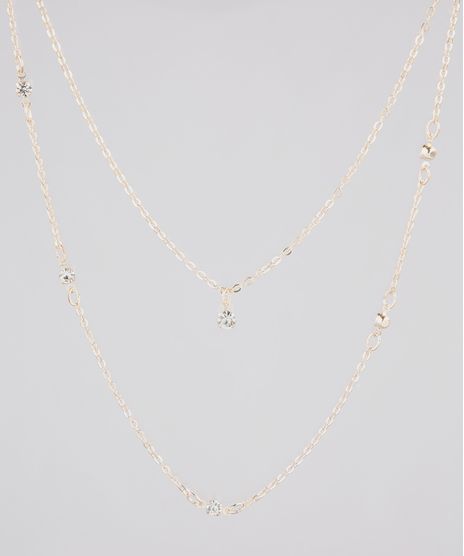 Colar-Feminino-Folheado-Duplo-com-Strass-Dourado-9437660-Dourado_1