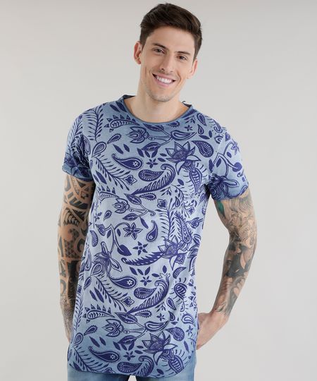 Camiseta-Longa-Estampada-Paisley-Azul-8380480-Azul_1
