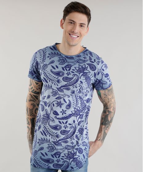Camiseta-Longa-Estampada-Paisley-Azul-8380480-Azul_1