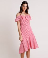 Vestido-Feminino-Mindset-Midi-Open-Shoulder-Estampado-Xadrez-Vichy-Manga-Curta-Vermelho-9918124-Vermelho_1