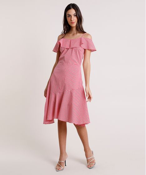 vestido vichy vermelho