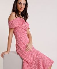Vestido-Feminino-Mindset-Midi-Open-Shoulder-Estampado-Xadrez-Vichy-Manga-Curta-Vermelho-9918124-Vermelho_4