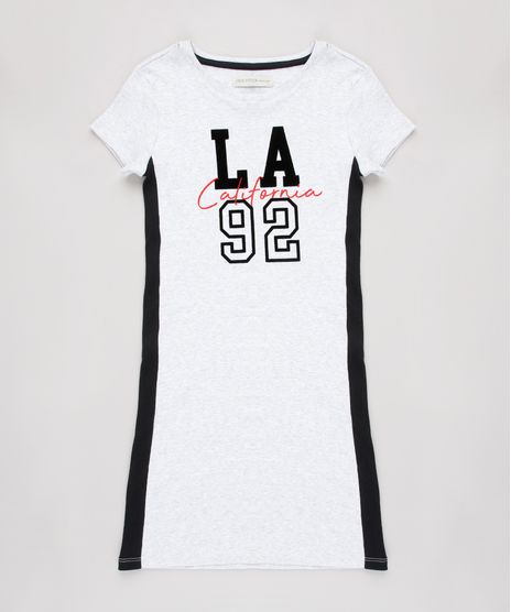 Vestido-Infantil-Canelado--California--com-Faixa-Lateral-Manga-Curta-Cinza-Mescla-Claro-9827982-Cinza_Mescla_Claro_1