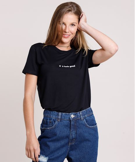 Blusa-Feminina-Ampla--If-It-Feels-Good--Manga-Curta-Decote-Redondo-Preta-9771944-Preto_1