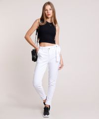 Calca-de-Sarja-Feminina-Jogger-Cintura-Alta-com-Faixa-para-Amarrar-Branca-9914194-Branco_3