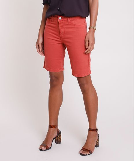 Bermuda-de-Sarja-Feminina-Ciclista-Cintura-Alta-Cobre-9864967-Cobre_1