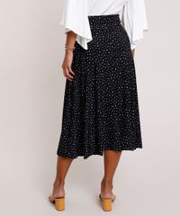 Saia-Feminina-Midi-Estampada-de-Estrelas-com-Amarracao--Preta-9869251-Preto_2