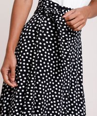 Saia-Feminina-Midi-Estampada-de-Poa-com-Amarracao--Preta-9848944-Preto_4