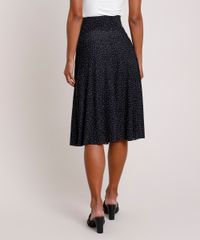 Saia-Feminina-Midi-Estampada-de-Poa-com-Amarracao--Preta-9857295-Preto_2