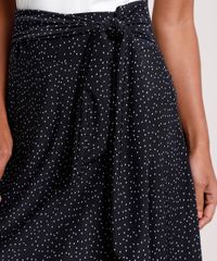 Saia-Feminina-Midi-Estampada-de-Poa-com-Amarracao--Preta-9857295-Preto_4