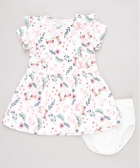 Vestido-Infantil-Estampado-Floral-com-Babado-Manga-Curta---Calcinha-Branco-9862249-Branco_1