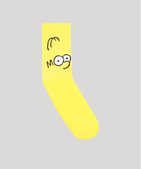 Meia-Feminina-Cano-Alto-Atoalhada-Homer-Simpson-Amarela-9856786-Amarelo_1