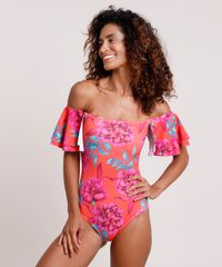Maio-Body-Ombro-a-Ombro-Estampado-Floral-com-Babado-Sem-Bojo-Protecao-UV50--Laranja-9891022-Laranja_1
