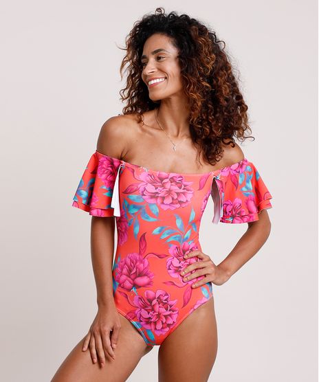 Maio-Body-Ombro-a-Ombro-Estampado-Floral-com-Babado-Sem-Bojo-Protecao-UV50--Laranja-9891022-Laranja_1