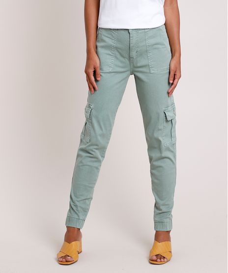 Calca-de-Sarja-Feminina-Sawary-Jogger-Cargo-Cintura-Alta-Verde-Claro-9857019-Verde_Claro_1