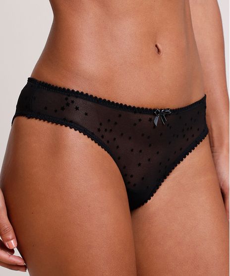 Calcinha-Biquini-em-Tule-Estampado-de-Estrelas-Preta-9773260-Preto_1