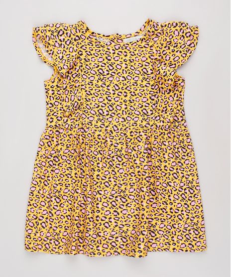 Vestido-Infantil-Estampado-Animal-Print-Onca-com-Babado-Manga-Curta-Amarelo-9852942-Amarelo_1